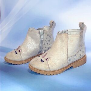 Wonder Nation Silver and Tan Boots with Zipper Closure